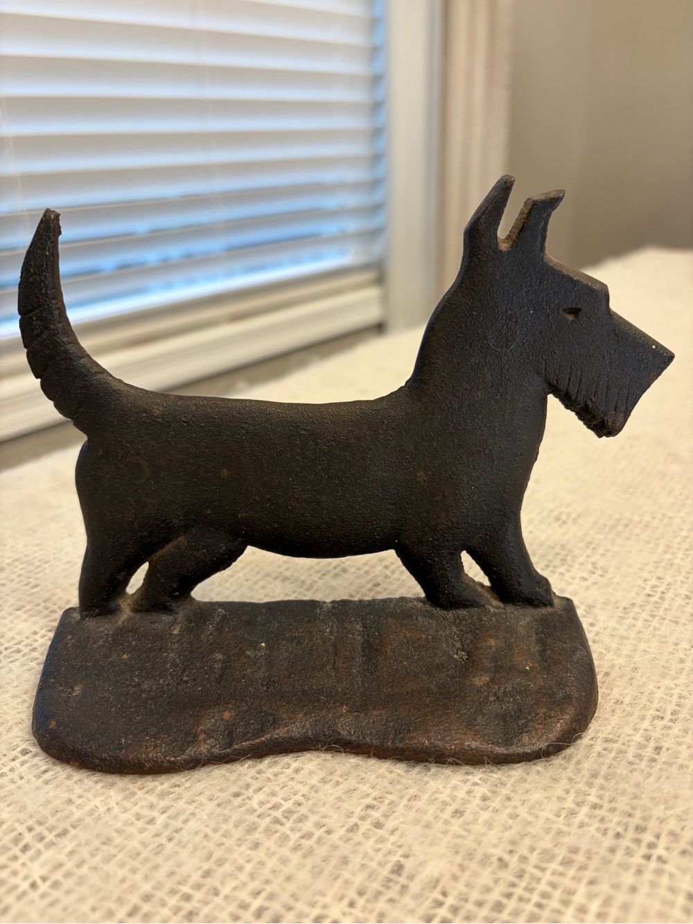 Cast Iron  primitive Antique Scotty Dog door stop/ boot scraper /Black